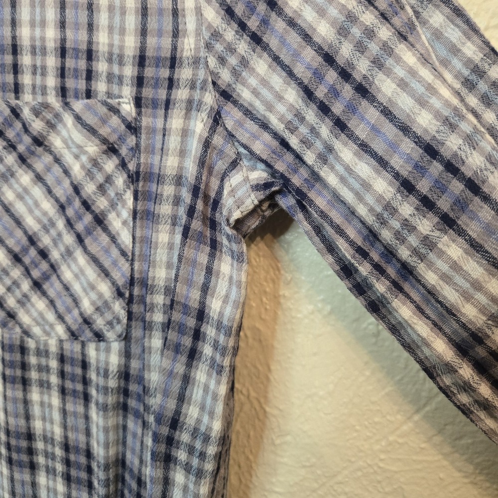 Lucky Brand Womens Small Tiny Plaid Blue Button Up Long Sleeve Pockets‎ Cowgirl - Picture 3 of 13